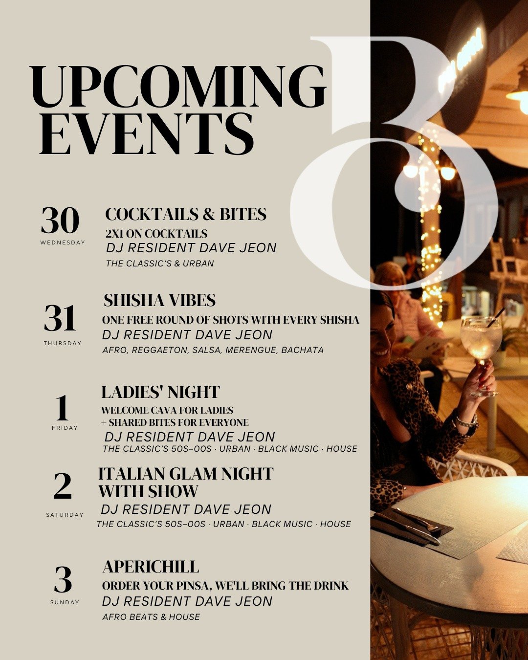 Italian Glam Night with show at Boca Chica, Costa Adeje