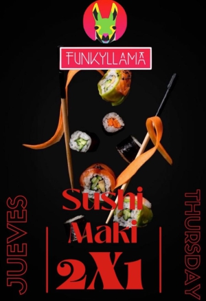 2 for 1 Maki Sushi at Funky Llama every Thursday night