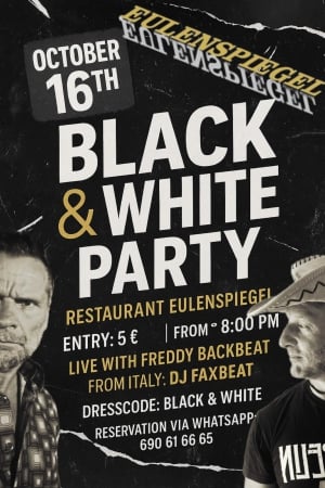 Svart og hvit fest på Restaurant Eulenspiegel