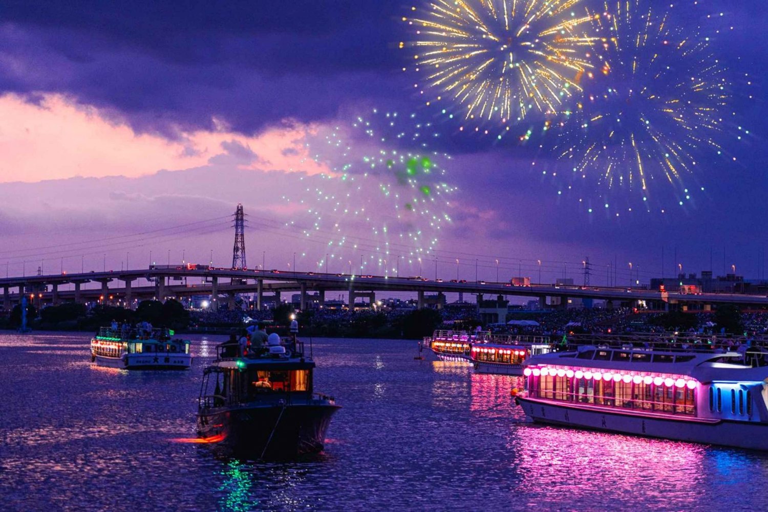 Tokyo: Adachi Fireworks Exclusive Cruise Tour with Show&Meal