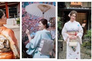 Tokio: Asakusan kimonovuokraus, hiusten muotoilu ja meikki