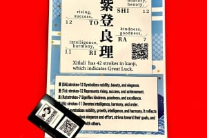 Tokyo: Kalligrafi på kanji-fläkt och rulle med dryck