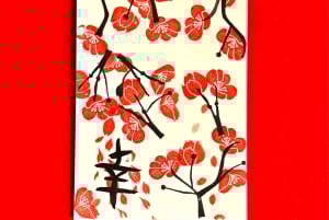 Tokyo: Kalligrafi på kanji-fläkt och rulle med dryck