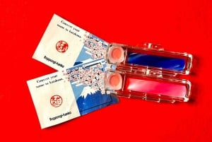 Tokyo: Kalligrafi på kanji-fläkt och rulle med dryck