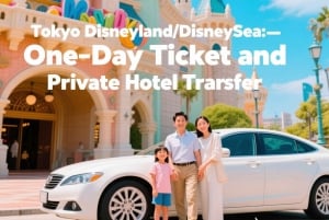 Tokyo Disneyland or DisneySea Ticket and Privare Transfer