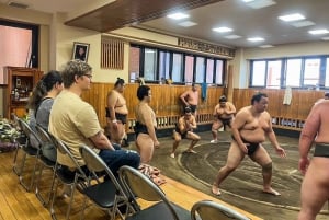 Tokio: Sumo Training Tour mit Sitzplatz am Ring und Fotoshooting