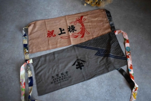 Tokyo: Sewing a short length apron with a vintage tenugui.