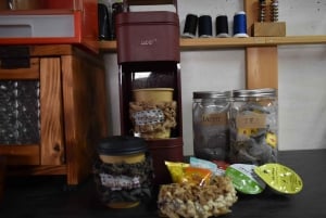 Tokyo: Sewing a short length apron with a vintage tenugui.