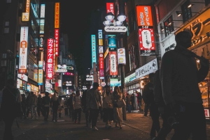 Tokyo: Shibuya-byvandring om aftenen med udsigt over byen fra tagterrassen