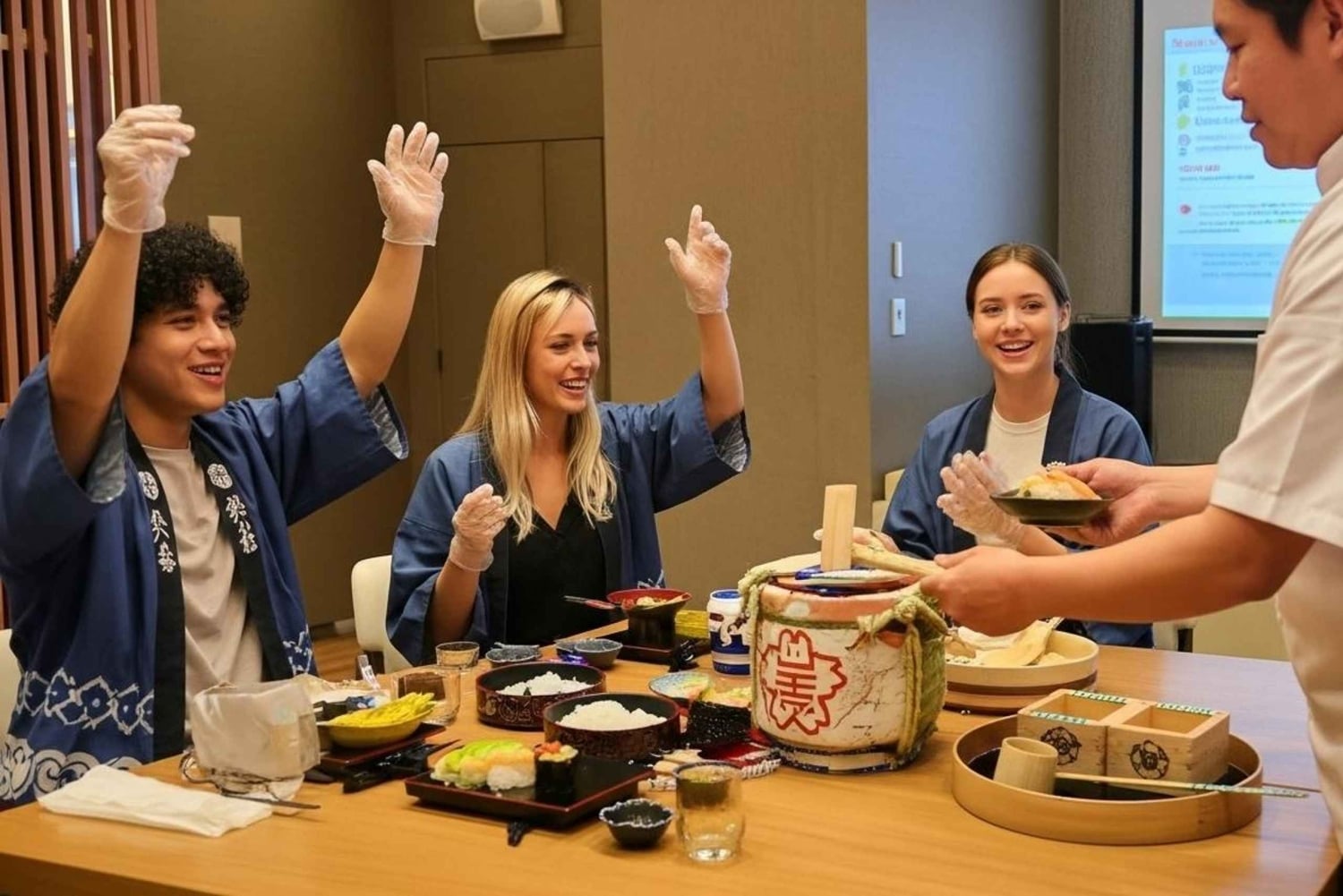 Warsztaty sushi w Tokio: ceremonia sake i matcha