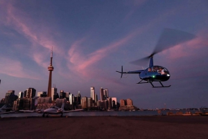 Toronto: Yksityinen helikopterikierros auringonlaskun aikaan viinin kera