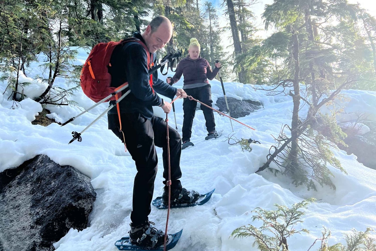 Snowshoeing på toppen av havet til himmelen gondol