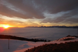 Sunset and night hike between Dolomites and Venice