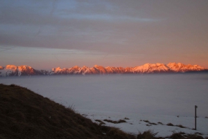 Sunset and night hike between Dolomites and Venice