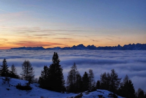 Sunset and night hike between Dolomites and Venice