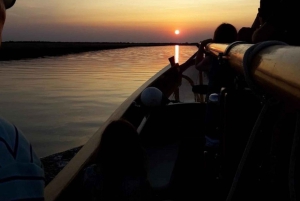 Sunset Venetian lagoon with prosecco