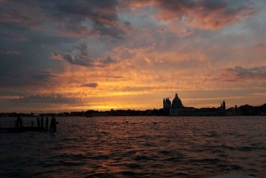 Sunset Venetian lagoon with prosecco
