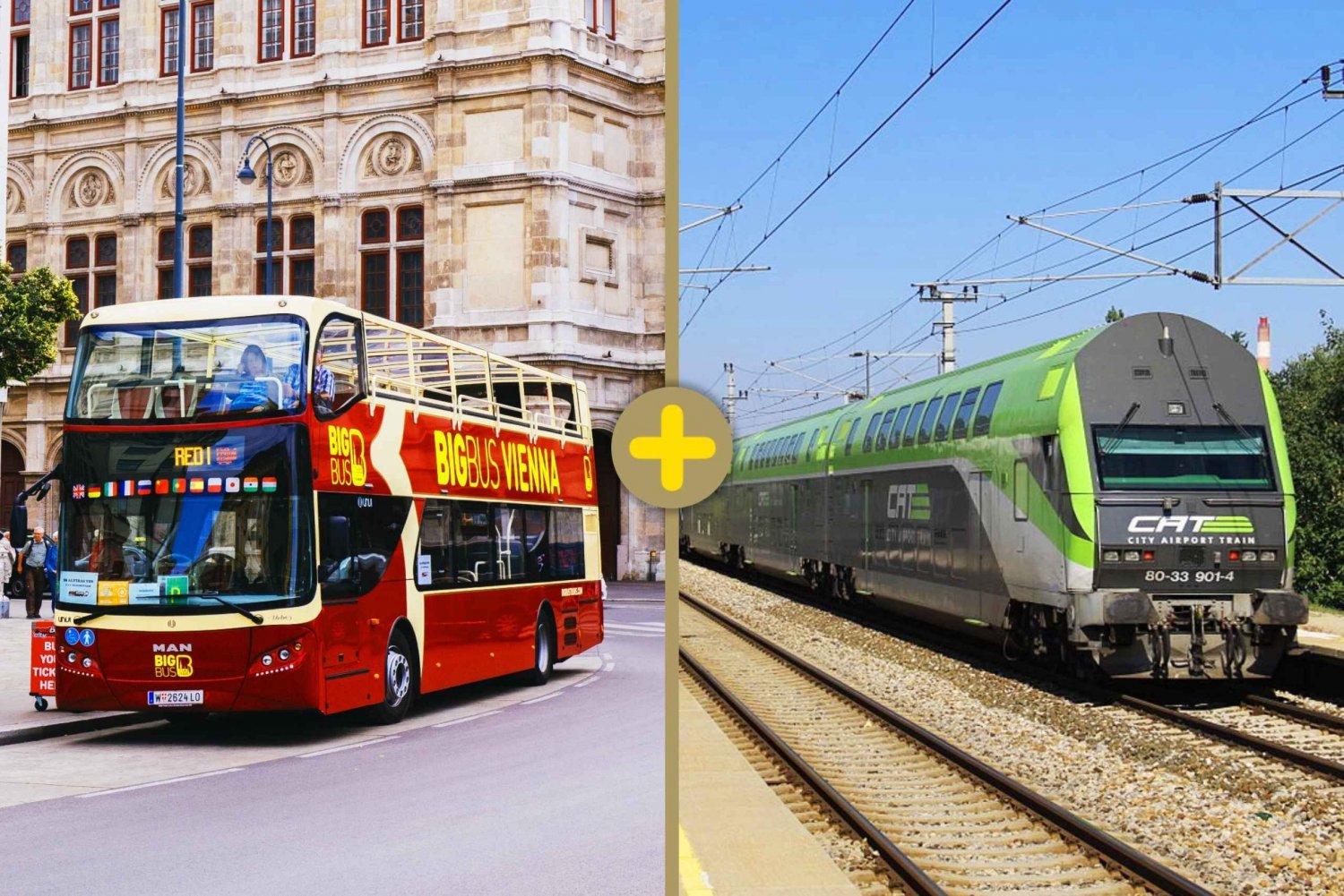Wien: 1-dagars Hop-on Hop-off busstur och flygplatståg