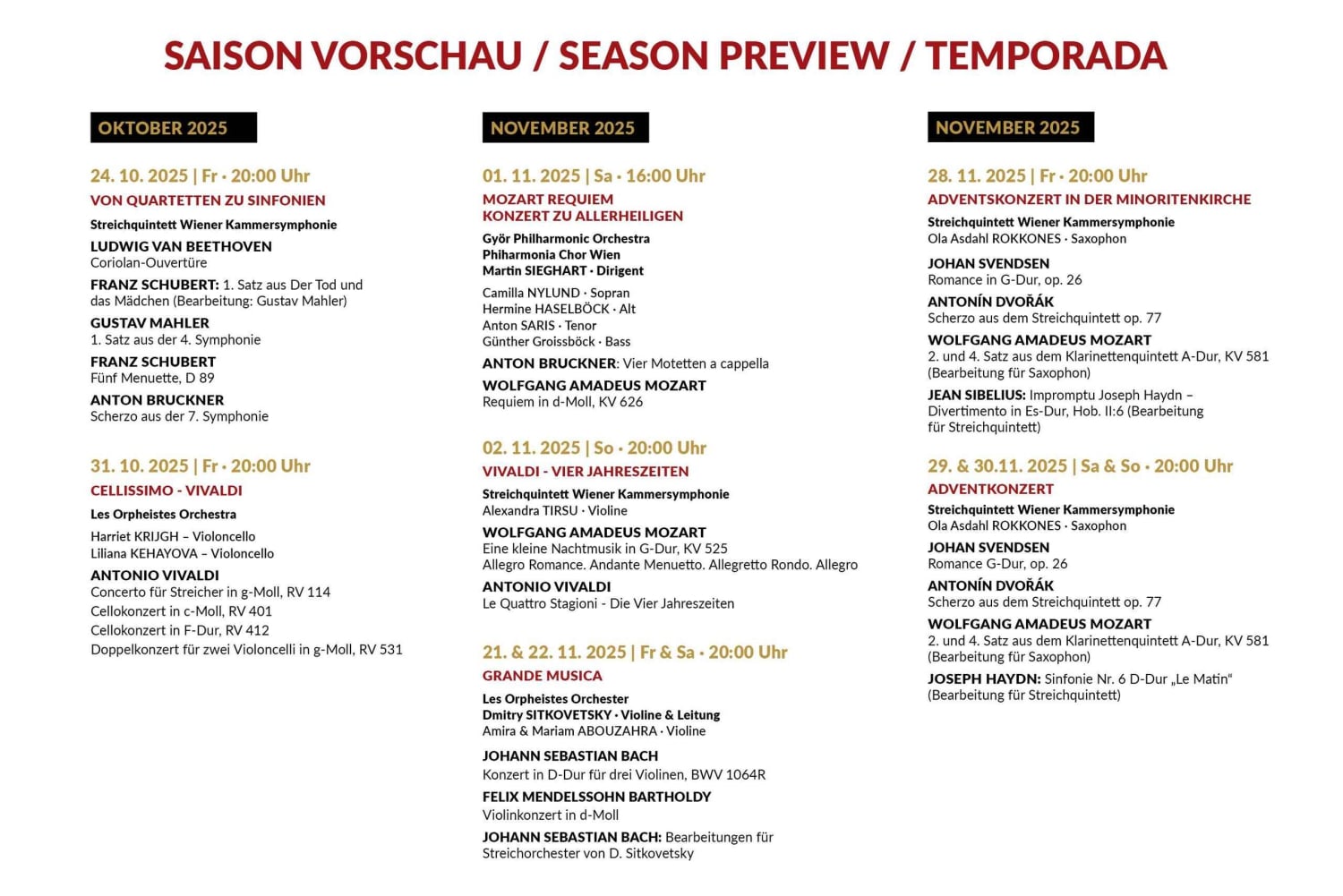 Vienna: Advent, Christmas and New Year's Concerts