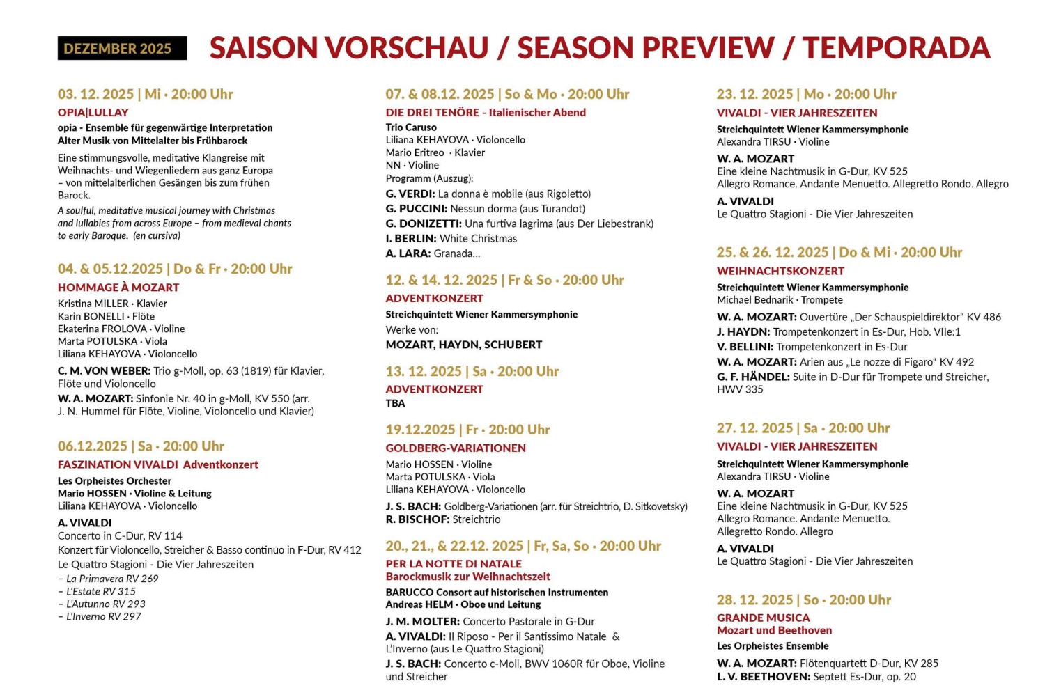 Vienna: Advent, Christmas and New Year's Concerts