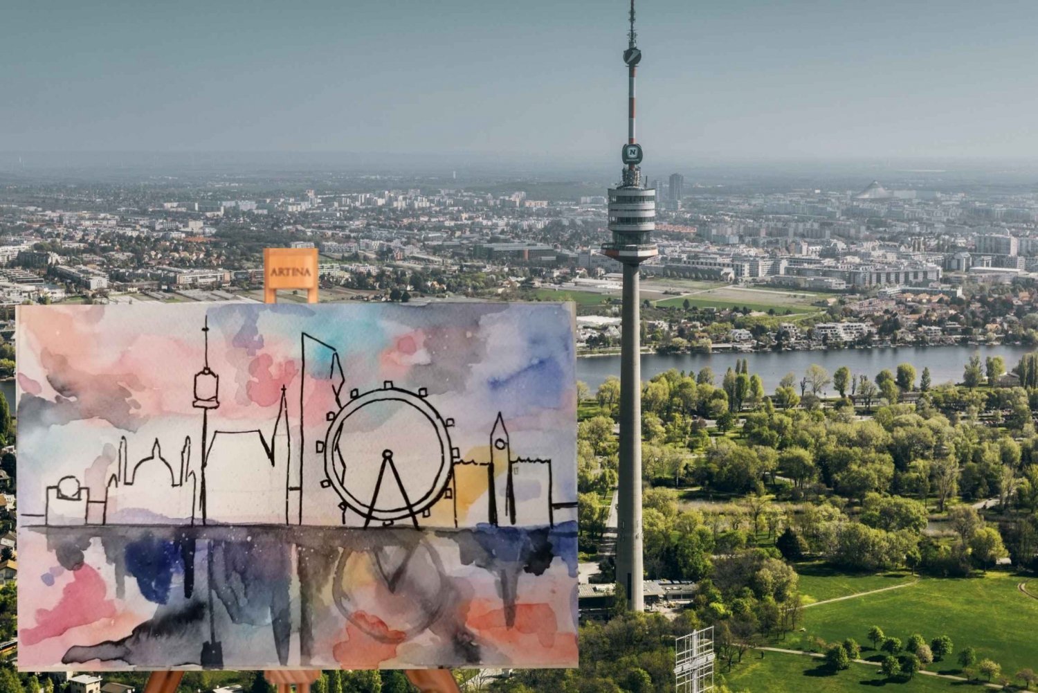 Vienna: Paint the Skyline and Danube Tower Free-Ride