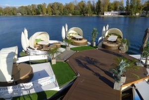 Vienna: Private Floating Island E-Boat Rental on Danube