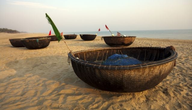 Coracles on beach, Hoi An
