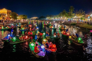 Kokosowa dżungla & łódź z koszem & miasto Hoi An & wypuszczanie lampionów