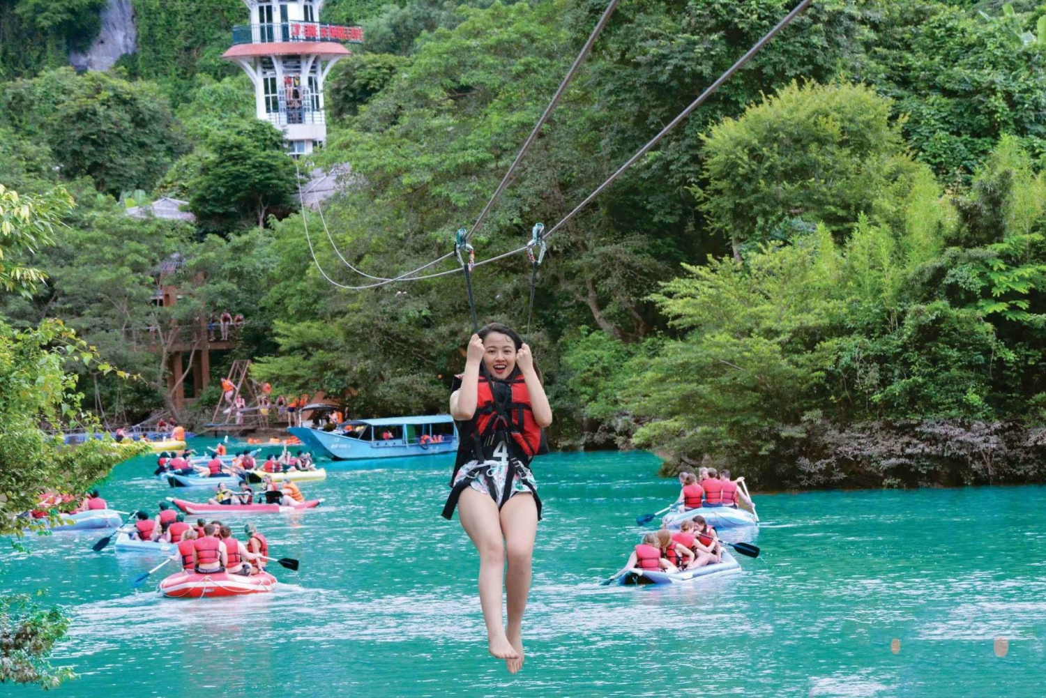 From DongHoi: Paradise Cave and Zipline Dark Cave 1 day tour