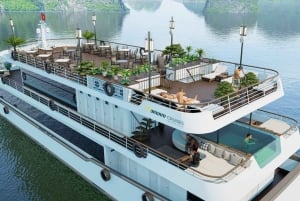 Ha Long Bay – Deluxe dagskryssning, lunch, kajakpaddling och solnedgångsfest