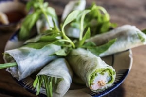 Visite culinaire végétarienne et visite de la rue du train à Hanoi