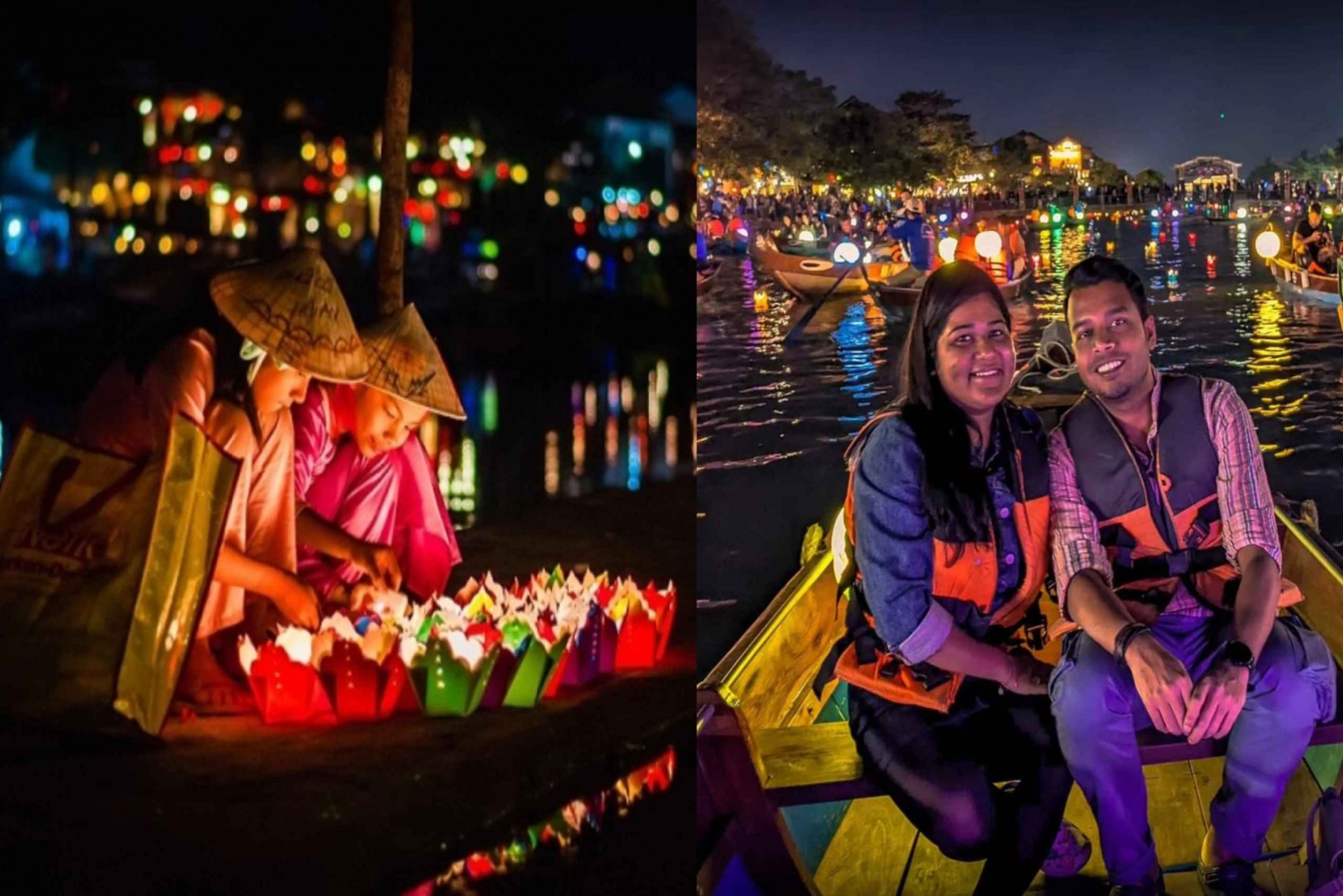 Hoi An : Lantern Boat Trip with flower Lanterns .