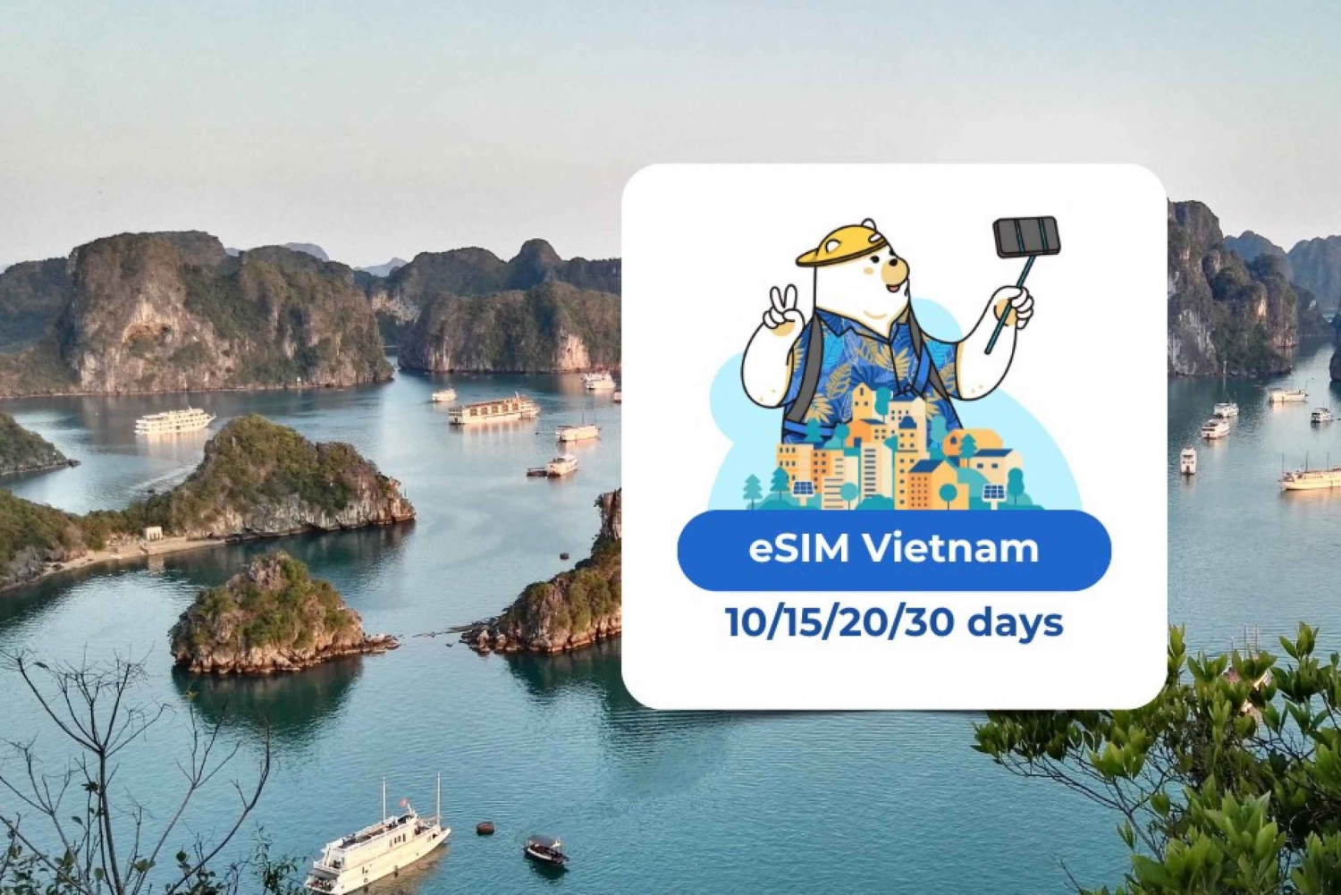 Vietnam eSIM: Roaming-abonnement for mobildata 10/15/20/30 dager