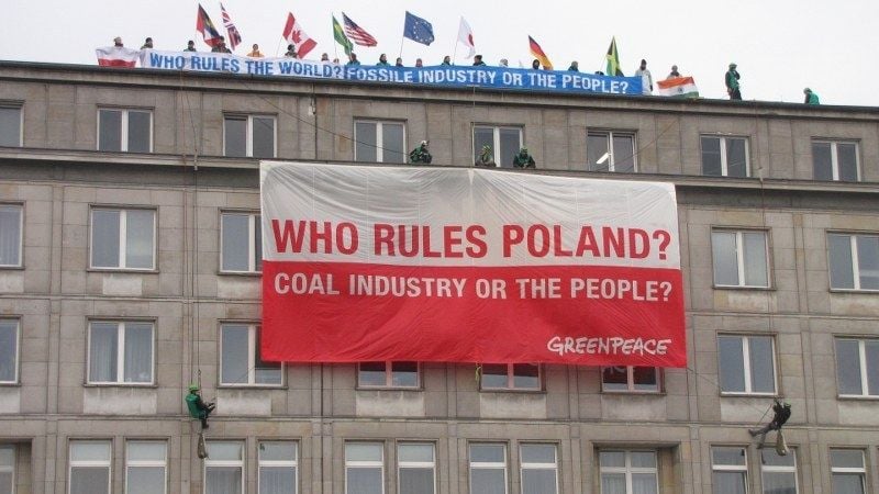 Greenpeace protest in Warsaw