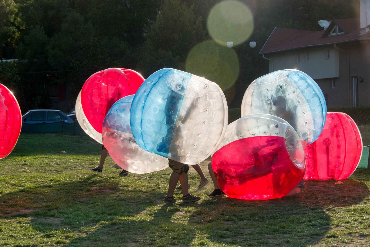 Warschau: privé bubbelvoetbalspel (1 uur)