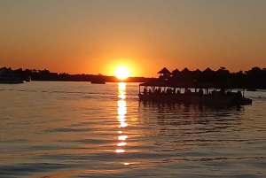 Båtcruise i solnedgangen i Zambezi