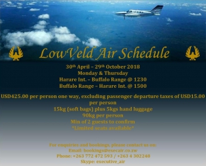 2018 Lowveld Air Schedule - Buffalo Range / Chiredzi