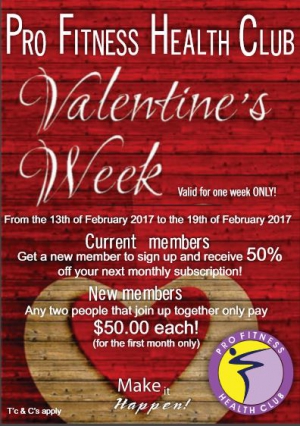 Pro Fitness Health Club Valentines Week